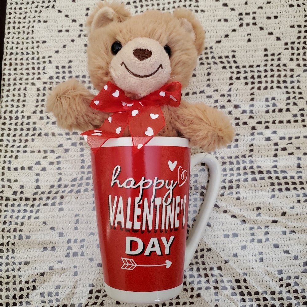 Happy Valentines Day Mug with bear Plush - Dan Dee Collector's Choice